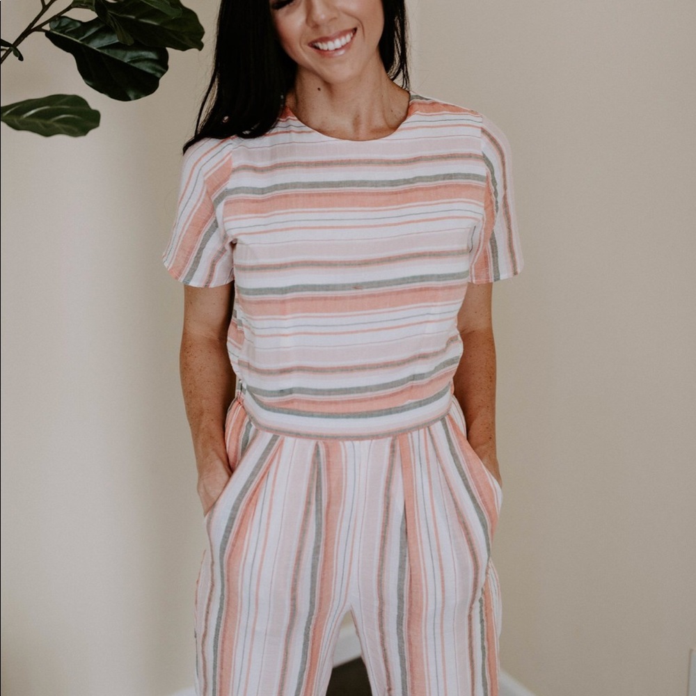 The Dahlia Jumpsuit - Pastel Stripes